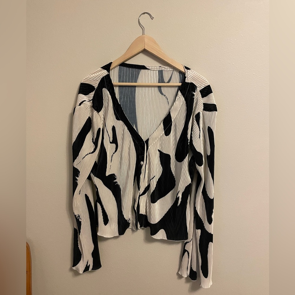 Funky Retro Black and White Abstract Blouse